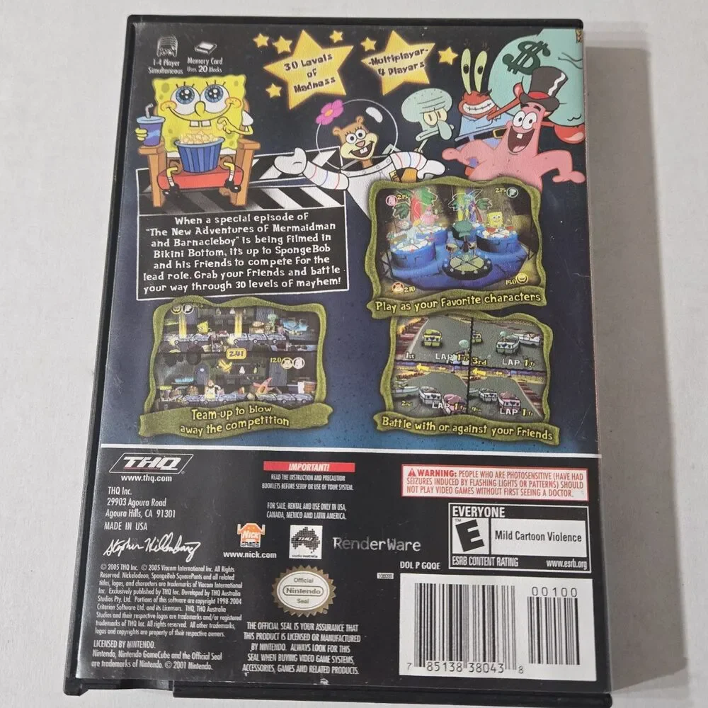 SpongeBob SquarePants: Lights, Camera, Pants (Nintendo GameCube, 2005) No Manual